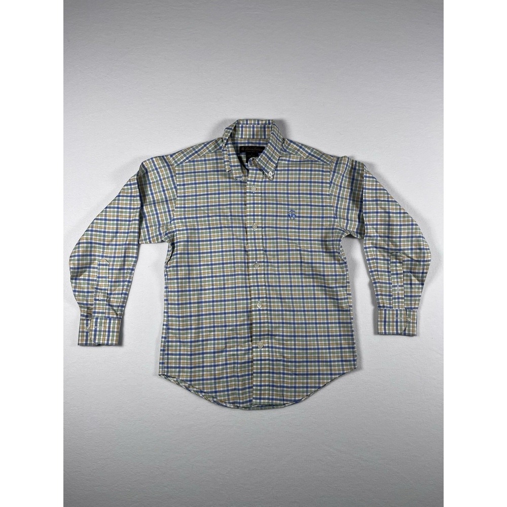 Y2K Brooks Brothers Long Sleeve Botton Down Shirt Boys Small Plaid Cotton